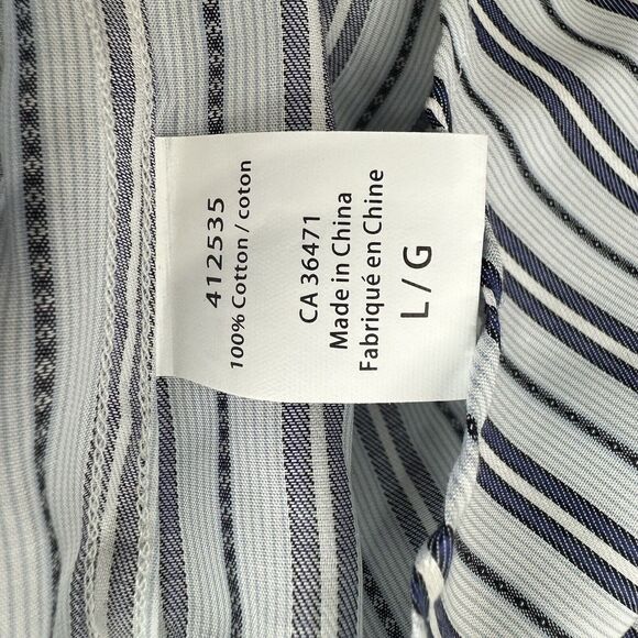 Thomas Dean Stripe Button Up Long Sleeve Dress Shirt Size L - Picture 6 of 6